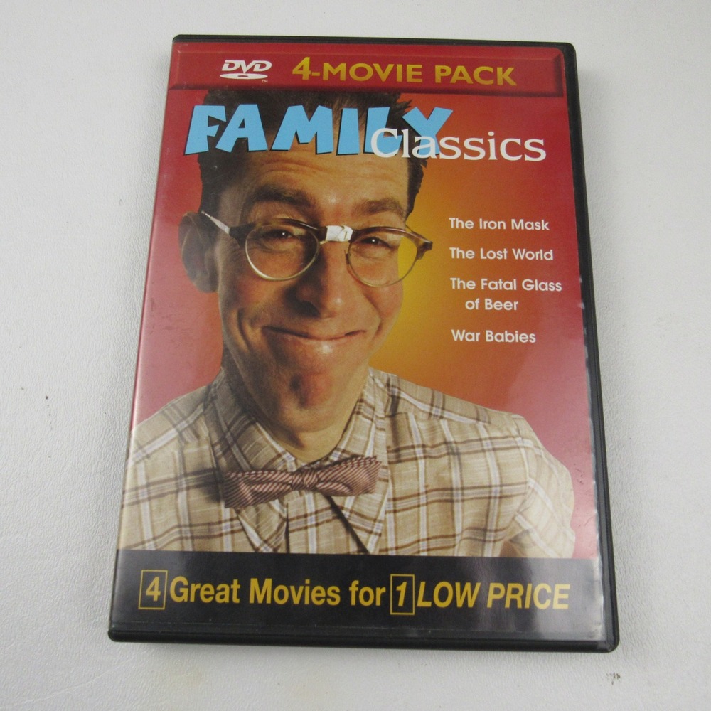 Family Classics 4 Movie Pack DVD The Iron Mask Lost‎ World Fatal Glass War